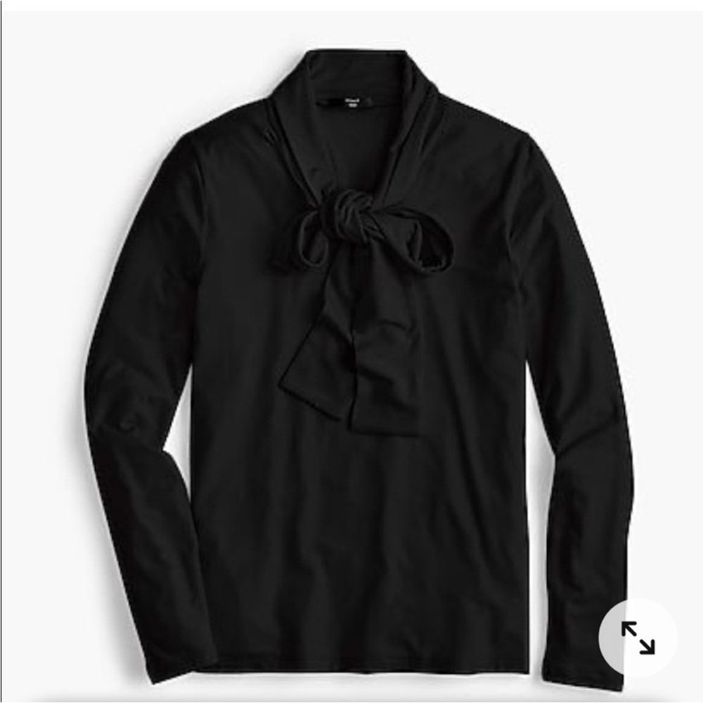 NWT J. Crew 365 Tie Neck Stretch Knit Blouse in Black